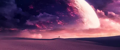 Dreamy Desert Planet Surrealism Space Wallpaper 4K 3440x1440 White, Gray, Pink