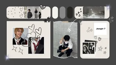 Sleek Stray Wallpaper Space Wallpaper 4K 1920x1080 Hd, Pc, Desktop, Wallpaper:, Featuring, Stray, Kids, Members, Neutral-toned, Collage, Hearts, Stars, Brown, White, Ultrawide, Full HD