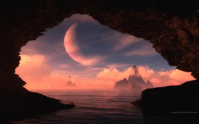 Sci Themed Breathtaking Cave Space Wallpaper 4K 2560x1600 A, Sci-fi, Themed, Hd, Desktop, Wallpaper:, Showing, Breathtaking, View, Cave, Overlooking, Alien, Orange, Purple, Ultrawide, QHD