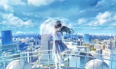 Radiant Quad Wallpaper World Wallpaper 4K 3113x1846 2k, Quad, Hd, Pc, Desktop, Wallpaper:, And, Background, Anime, Girl, Rooftop, Railing, Pink, Gray, Ultrawide, QHD