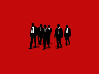 Stylized Characters Black Suits Animals Wallpaper 4K 1920x1440 Stylized, Hd, Wallpaper:, Featuring, Characters, In, Black, Suits, Against, Striking, Red, Inspired, Landscape, Full HD