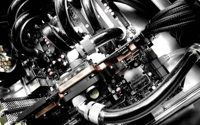Close Advanced Hardware Components Liquid Technology Wallpaper 4K 1920x1200 Close-up, Hd, Desktop, Wallpaper:, Of, Advanced, Pc, Hardware, Components, Liquid, Cooling, System, White, Gray, Ultrawide, Full HD