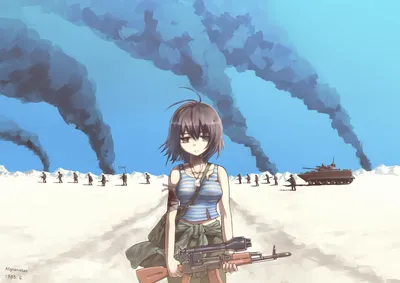 Golden Anime Wallpaper Nature Wallpaper 4K 2000x1414 An, Anime, Woman, Stands, In, A, Desolate, Landscape, Holding, Weapon, Billowing, Smoke, White, Full HD