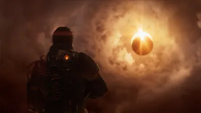 Silhouetted Armored Soldier Faces Glowing Games Wallpaper 4K 3840x2160 Silhouetted, Armored, Soldier, Faces, A, Glowing, Orb, Amid, Swirling, Smoke, Fire, Cinematic, Orange, Brown, Ultrawide, 4K