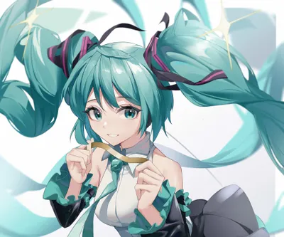 Hatsune Miku Iconic Vocaloid Character Abstract Wallpaper 4K 3600x3000 Hatsune, Miku, The, Iconic, Vocaloid, Character, Is, Featured, Vibrant, Anime, Showcasing, Her, White, Square, QHD
