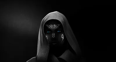 Fantasy Themed Woman Black/Dark Wallpaper 4K 1801x963 A, Fantasy-themed, Hd, Desktop, Wallpaper:, Featuring, Woman, Striking, Blue, Eyes, Dark, Skin, Gray, Ultrawide