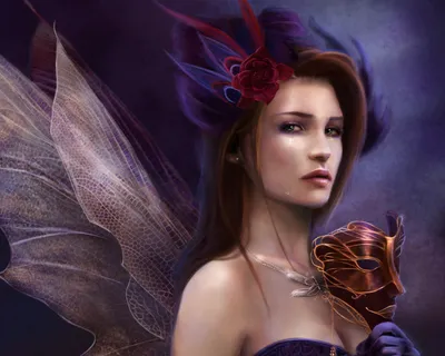 Moody Captivating Wallpaper Fantasy Wallpaper 4K 1843x1474 A, Captivating, Fantasy, Fairy, With, Intricate, Wings, And, Floral, Crown, Gazes, Thoughtfully, Gray, Brown, Square