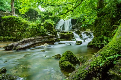 Radiant Waterfall Wallpaper Wallpaper 4K, Nature category