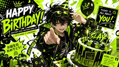 Calm Vibrant Wallpaper Black/Dark Wallpaper 4K 3840x2160 Vibrant, Anime, Birthday, 4K, Ultra, Hd, Pc, Desktop, Grinning, Dark-haired, Character, Party, White, Ultrawide