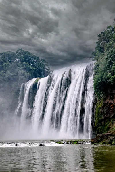 Majestic Scenic Waterfall Nature Wallpaper 4K 2876x4309 Gray