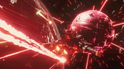 Depicting Intense Spaceship Battle Space Wallpaper 4K 5824x3264 An, Hd, Wallpaper:, Depicting, Intense, Spaceship, Battle, Vibrant, Laser, Blasts, Large, Futuristic, Brown, Ultrawide, 4K