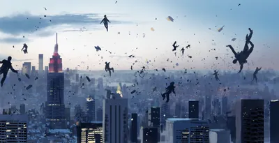 Artistic Cityscape Skyscrapers People World Wallpaper 4K 2837x1456 Hd, Pc, Desktop, Wallpaper:, Showing, An, Artistic, Cityscape, Skyscrapers, People, Floating, Above, White, Ultrawide, QHD