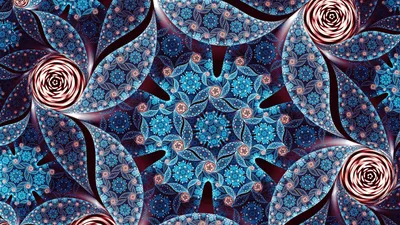 Serene Abstract Wallpaper Abstract Wallpaper 4K 2560x1440 Abstract, Blue, Fractal, Pattern, Featuring, Intricate, Flower, Shapes, Designed, High-definition, Desktop, Brown, Gray, Ultrawide, QHD