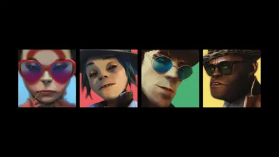 Vivid Animated Wallpaper Abstract Wallpaper 4K 2560x1440 Hd, Pc, Desktop, Wallpaper:, Featuring, The, Animated, Members, Gorillaz, Each, Wearing, Distinctive, Black, Green, Ultrawide, QHD