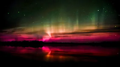 Aurora Borealis Cave Wallpaper 4K, Space category