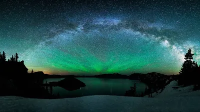 Aurora Borealis Cave Wallpaper 4K, Space category