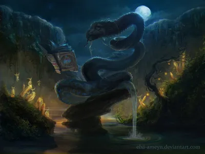 Crisp Captivating Wallpaper Fantasy Wallpaper 4K 2240x1680 A, Captivating, Fantasy, Scene, Featuring, Serpent-like, Creature, Coiled, Around, Stone, Ethereal, Lighting, Gray, White, Landscape, Full HD