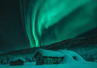 Aurora Borealis Cave Wallpaper 4K, Space category