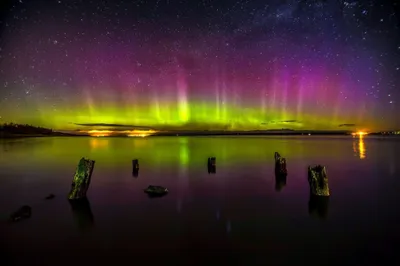 Aurora Borealis Cave Wallpaper 4K, Space category