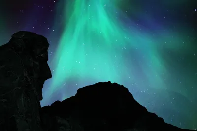 Aurora Borealis Mountain Wallpaper 4K, Space category