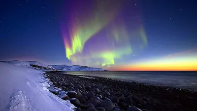 Aurora Borealis Cave Wallpaper 4K, Space category