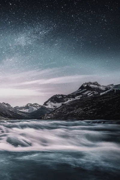 Mountain Starry Sky Wallpaper 4K, Space category