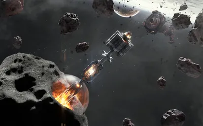 Futuristic Asteroid Mining Operation Wallpaper 4K, Space category