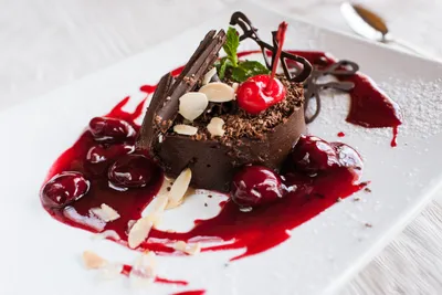 Close Cherry Dessert Pastry Chocolate Wallpaper 4K, Abstract category