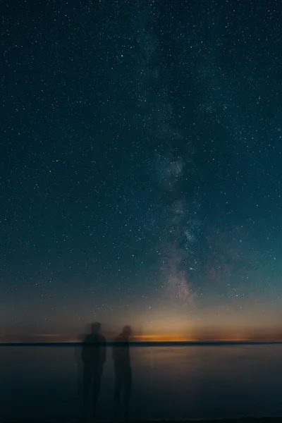 Silhouettes Two Men Standing Wallpaper 4K, Space category