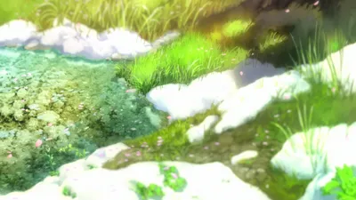 Serene Anime Inspired Nature Vibrant Nature Wallpaper 4K 1920x1080 A, Serene, Anime-inspired, Nature, Scene, Featuring, Vibrant, Greenery, Clear, Stream, Soft, Sunlight, White, Ultrawide, Full HD