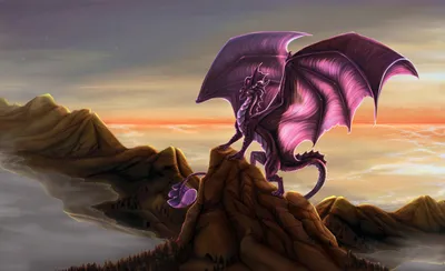 Calm Majestic Wallpaper Fantasy Wallpaper 4K 3199x1950 A, Majestic, Dragon, Perches, Atop, Rocky, Peak, Wings, Spread, Wide, Against, Vibrant, Gray, Ultrawide, QHD