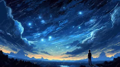 Premium Anime Starry Wallpaper 4K, Space category