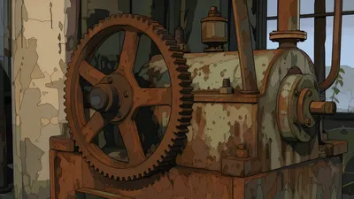 Calm Rusty Wallpaper Abstract Wallpaper 4K 3840x2160 Rusty, Machinery:, Close-up, Of, Corroded, Gears, And, Motor, Housing, Flaking, Paint, Gray, Brown, Ultrawide, 4K