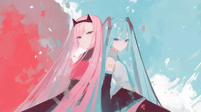 Quad Anime Aesthetic Zero Two Abstract Wallpaper 4K 3840x2152 2k, Quad, Hd, Pc, Desktop, Anime, Aesthetic, Wallpaper, Featuring, Zero, Two, Hatsune, Gray, Pink, Ultrawide, 4K