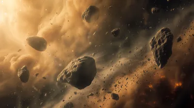 Dreamy Dynamic Wallpaper Abstract Wallpaper 4K 2912x1632 Hd, Desktop, Wallpaper, Featuring, A, Dynamic, Sci-fi, Depiction, Asteroids, Floating, Through, Asteroid, Orange, Ultrawide, QHD
