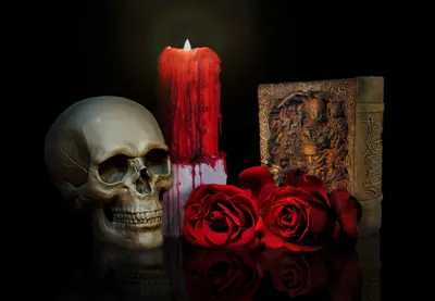 Radiant Dark Wallpaper Black/Dark Wallpaper 4K 2048x1418 Dark, Occult-themed, Hd, Pc, Desktop, Wallpaper, Featuring, A, Skull, Melting, Red, Candle, Brown, Gray, Landscape, Full HD