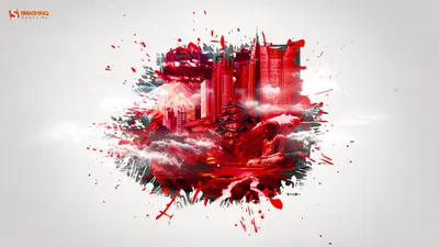 Artistic Vibrant Cityscape World Wallpaper 4K 2560x1440 An, Artistic, Hd, Desktop, Wallpaper, Featuring, A, Vibrant, Cityscape, Red, Splashes, Blending, White, Ultrawide, QHD
