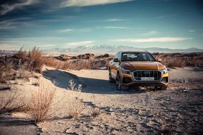 Orange Suv Sunlit Desert Nature Wallpaper 4K 4096x2730 Orange, Audi, Q8, Suv, On, Sunlit, Desert, Terrain, Beneath, Wide, Sky, Ultra, Gray, Ultrawide, 4K