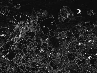 Epic Artistic Wallpaper Black/Dark Wallpaper 4K 1600x1200 An, Artistic, Black, And, White, Hd, Desktop, Wallpaper, Featuring, Whimsical, Scene, Abstract, Gray, Blue, Landscape