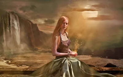 Fantasy Themed Woman Long Fantasy Wallpaper 4K 1920x1200 A, Fantasy-themed, Hd, Desktop, Wallpaper, Featuring, Woman, Long, Hair, Sitting, Gracefully, Among, Purple, Brown, Orange, Ultrawide, Full HD