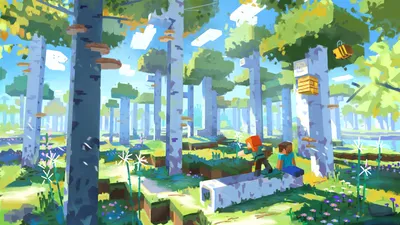Minecraft Two Characters Exploring Wallpaper 4K, Nature category