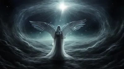 Divine Angel Outstretched Wings Nature Wallpaper 4K 1920x1080 A, Divine, Angel, With, Outstretched, Wings, Stands, Amid, Swirling, Clouds, Beneath, Radiant, Gray, Ultrawide, Full HD