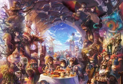 Fantasy Anime Original Depicting Fantasy Wallpaper 4K 2300x1588 Hd, Fantasy, Anime, Original, Desktop, Wallpaper, Depicting, A, Vibrant, Surreal, Scene, Characters, Gray, White, Landscape, Full HD