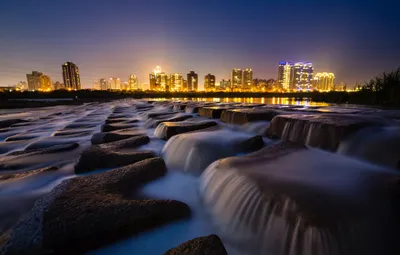 Light Water Night Man City Black/Dark Wallpaper 4K 2048x1305 Light, Water, Night, Man, Made, City, Hd, Desktop, Gray, Brown, Ultrawide, Full HD