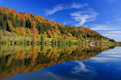 Vibrant Autumn Forest Nature Wallpaper 4K 2048x1365 Hd, Desktop, Wallpaper, Featuring, A, Vibrant, Autumn, Forest, Reflected, Perfectly, Calm, Lake, Red, Ultrawide, Full HD