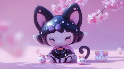 Anime Kuromi Onegai Melody Sitting Abstract Wallpaper 4K 2912x1632 Hd, Anime, Desktop, Wallpaper, Featuring, Kuromi, From, Onegai, Melody, Sitting, Small, Adorable, Gray, Ultrawide, QHD