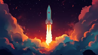Vibrant Rocket Launch Space Wallpaper 4K 2912x1632 A, Vibrant, Rocket, Launch, Scene, Featuring, Detailed, Ascending, Through, Colorful, Clouds, Against, White, Brown, Ultrawide, QHD