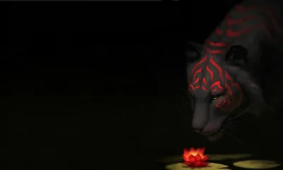 Bright Fantasy Wallpaper Animals Wallpaper 4K 2576x1552 Hd, Desktop, Wallpaper, Featuring, A, Fantasy, Scene, With, Tiger, Adorned, Glowing, Red, Brown, Ultrawide, QHD