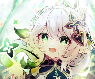 Nahida Genshin Impact Smiling Games Wallpaper 4K 3008x2507 Nahida, (genshin, Impact), Smiling, With, Glowing, Green, Eyes, Floral, Motifs, White, Square, QHD