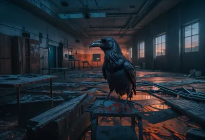 Dreamy Crow Wallpaper Abstract Wallpaper 4K 2048x1400 Crow, In, An, Abandoned, Hospital, Brown, Gray, Landscape, Full HD